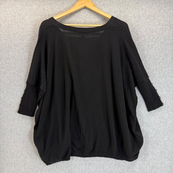 OneA Womens Black Button-Up Cardigan Sweater Button Sleeve Boxy Size Medium NWT - Picture 6 of 15